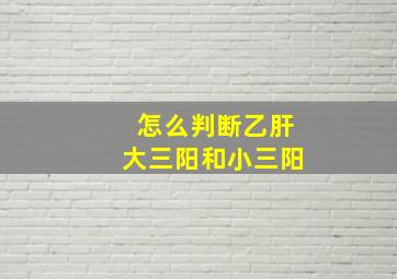 怎么判断乙肝大三阳和小三阳