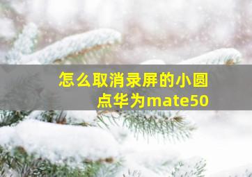 怎么取消录屏的小圆点华为mate50