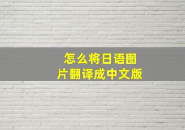 怎么将日语图片翻译成中文版