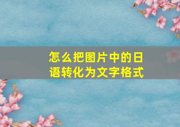 怎么把图片中的日语转化为文字格式