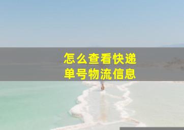 怎么查看快递单号物流信息