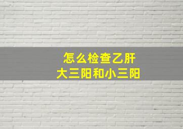 怎么检查乙肝大三阳和小三阳