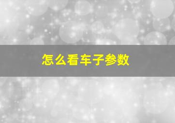 怎么看车子参数