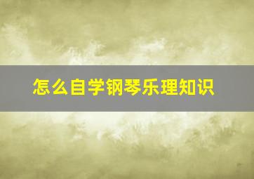 怎么自学钢琴乐理知识