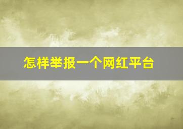 怎样举报一个网红平台