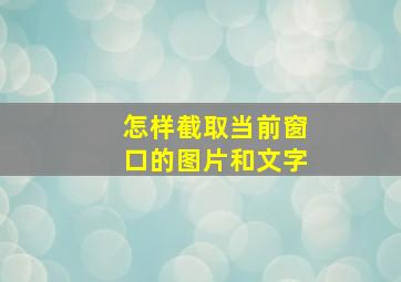 怎样截取当前窗口的图片和文字