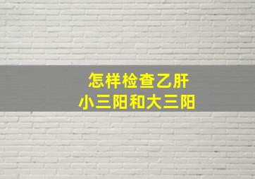 怎样检查乙肝小三阳和大三阳