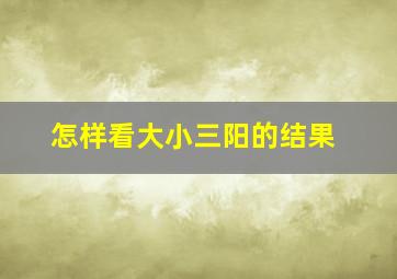 怎样看大小三阳的结果