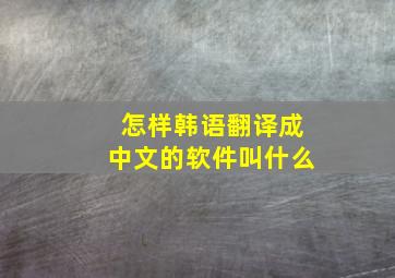 怎样韩语翻译成中文的软件叫什么