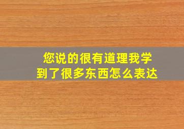 您说的很有道理我学到了很多东西怎么表达