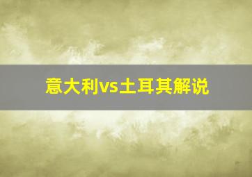 意大利vs土耳其解说