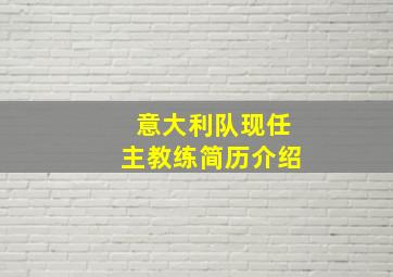 意大利队现任主教练简历介绍