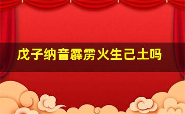 戊子纳音霹雳火生己土吗