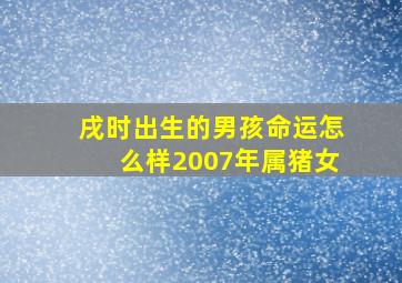 戌时出生的男孩命运怎么样2007年属猪女