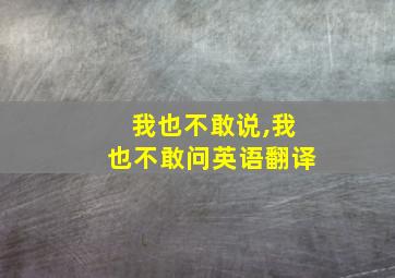 我也不敢说,我也不敢问英语翻译