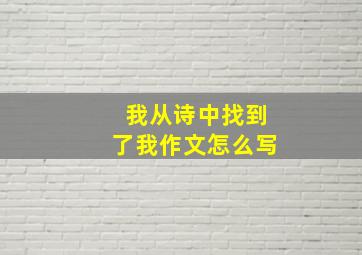 我从诗中找到了我作文怎么写