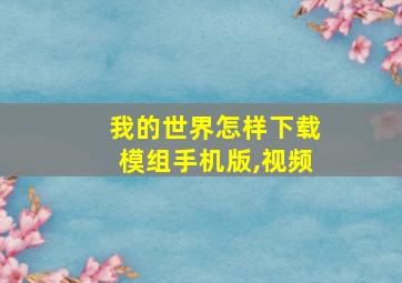 我的世界怎样下载模组手机版,视频