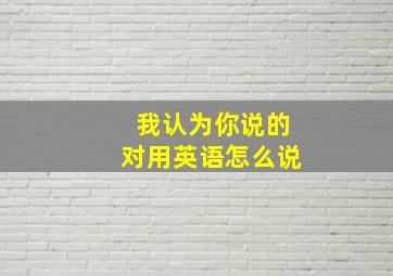 我认为你说的对用英语怎么说