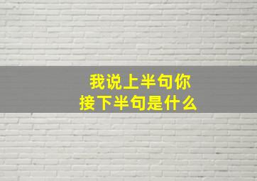 我说上半句你接下半句是什么