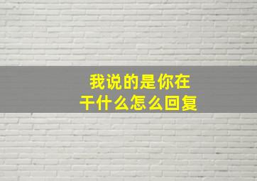 我说的是你在干什么怎么回复