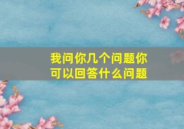 我问你几个问题你可以回答什么问题