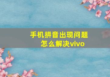 手机拼音出现问题怎么解决vivo