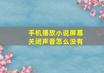 手机播放小说屏幕关闭声音怎么没有