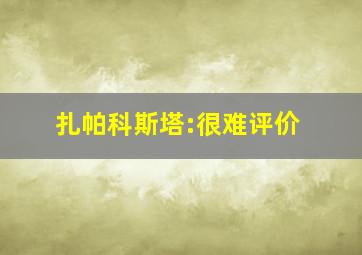 扎帕科斯塔:很难评价