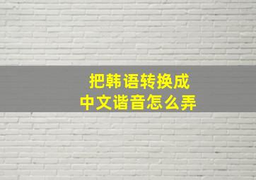 把韩语转换成中文谐音怎么弄