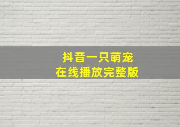 抖音一只萌宠在线播放完整版