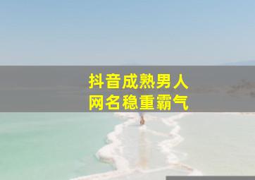 抖音成熟男人网名稳重霸气