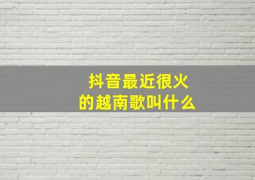 抖音最近很火的越南歌叫什么