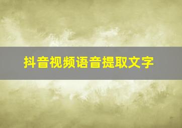 抖音视频语音提取文字