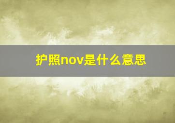 护照nov是什么意思