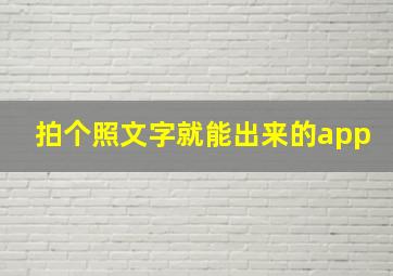 拍个照文字就能出来的app