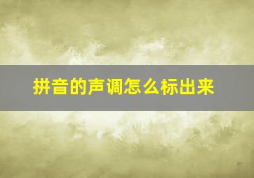 拼音的声调怎么标出来