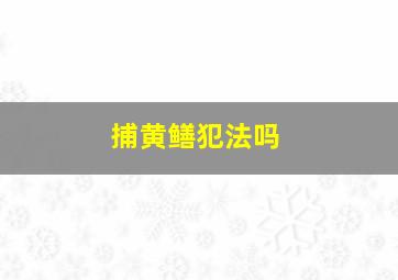 捕黄鳝犯法吗