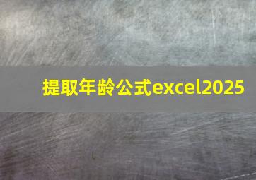 提取年龄公式excel2025