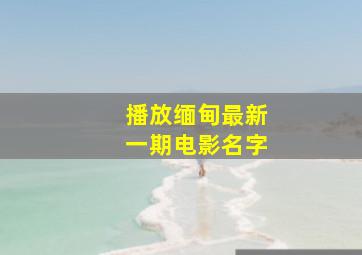 播放缅甸最新一期电影名字