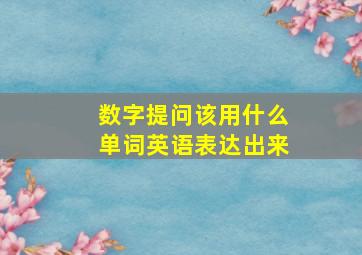 数字提问该用什么单词英语表达出来