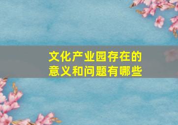 文化产业园存在的意义和问题有哪些