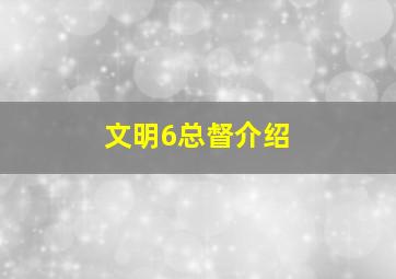 文明6总督介绍