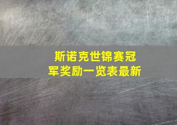 斯诺克世锦赛冠军奖励一览表最新