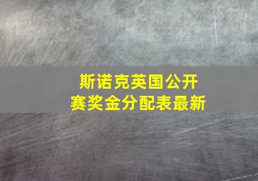 斯诺克英国公开赛奖金分配表最新