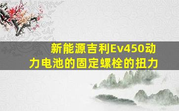 新能源吉利Ev450动力电池的固定螺栓的扭力