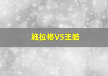 施拉格VS王皓