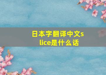 日本字翻译中文slice是什么话