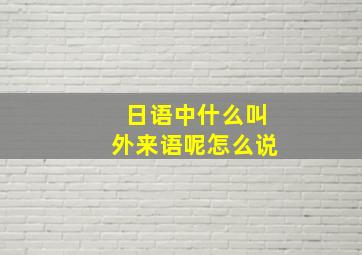 日语中什么叫外来语呢怎么说