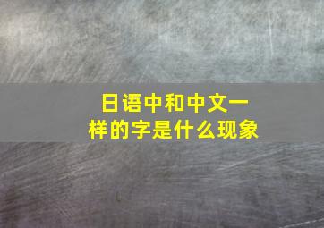 日语中和中文一样的字是什么现象