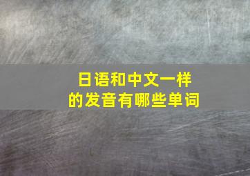 日语和中文一样的发音有哪些单词